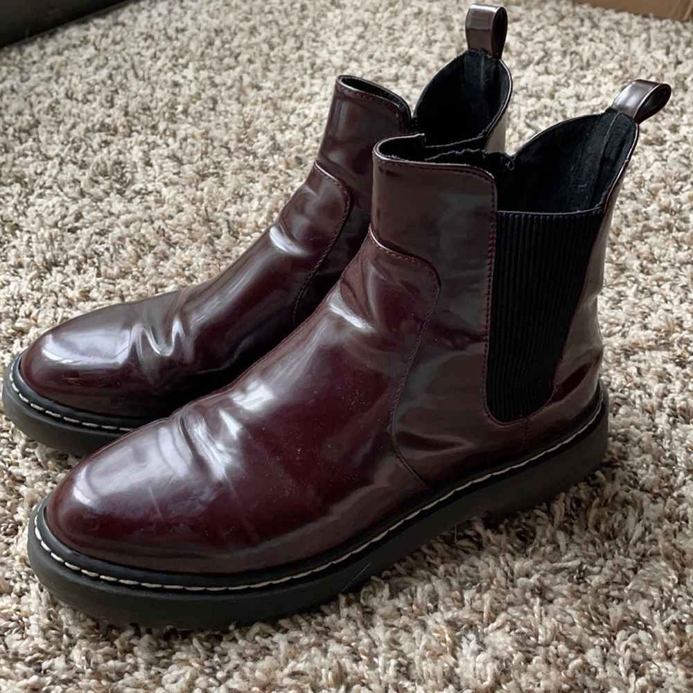 Maroon Zara Boots, Dr. Martin Style, fits US size 8